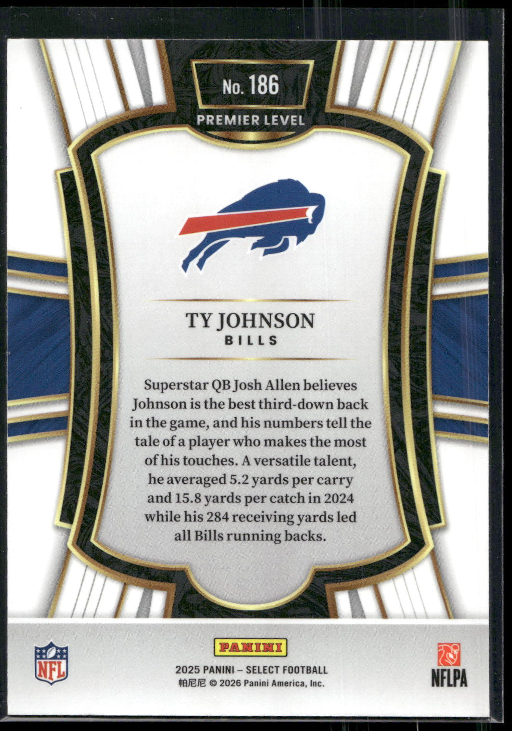 2025 Panini Select #186 Ty Johnson