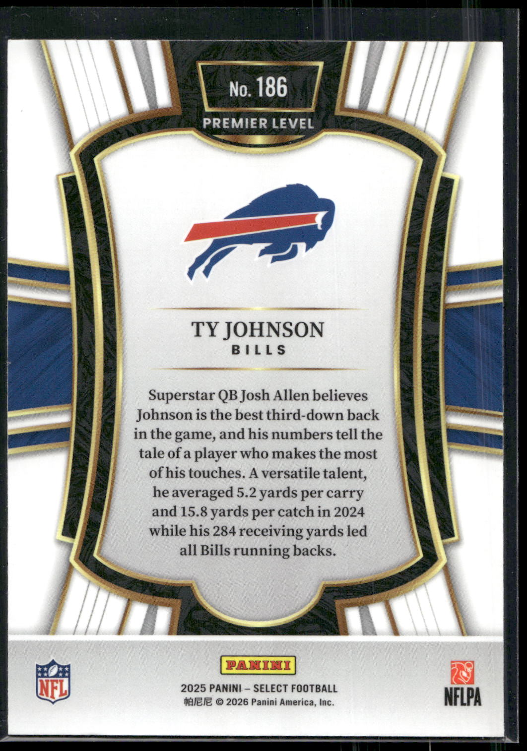 2025 Panini Select #186 Ty Johnson