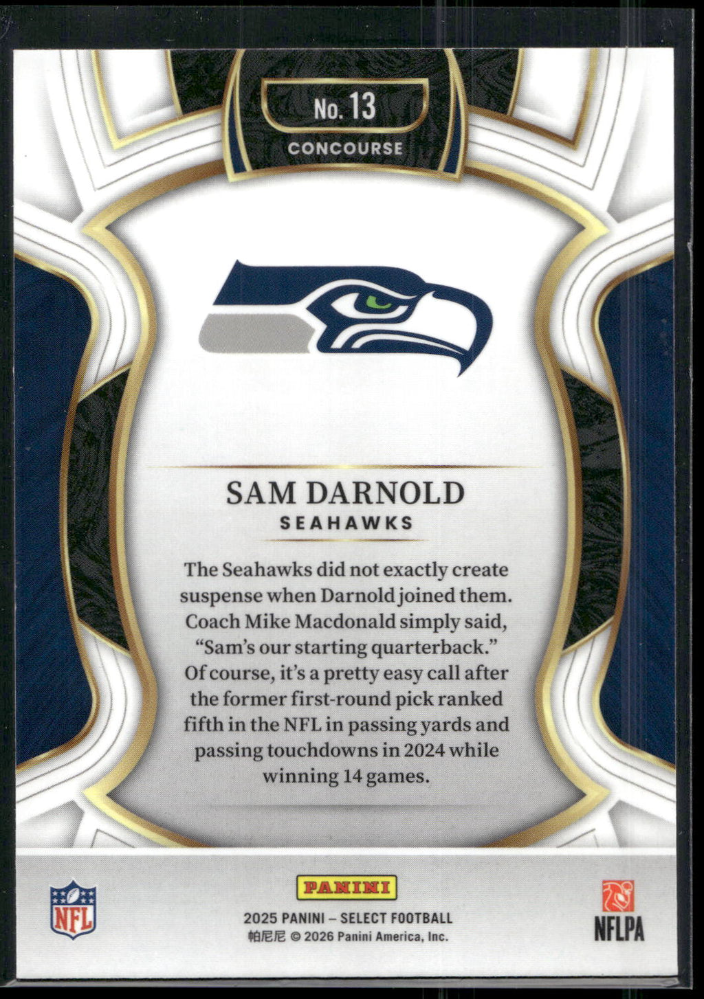 2025 Panini Select #13 Sam Darnold