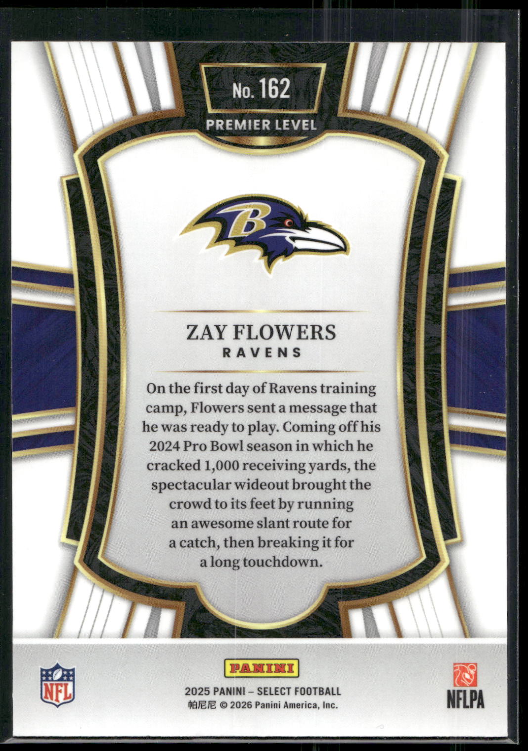 2025 Panini Select #162 Zay Flowers