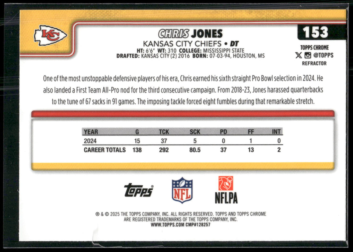 2025 Topps Chrome #153 Chris Jones Refractor