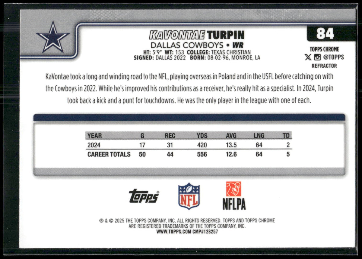 2025 Topps Chrome #84 KaVontae Turpin Refractor