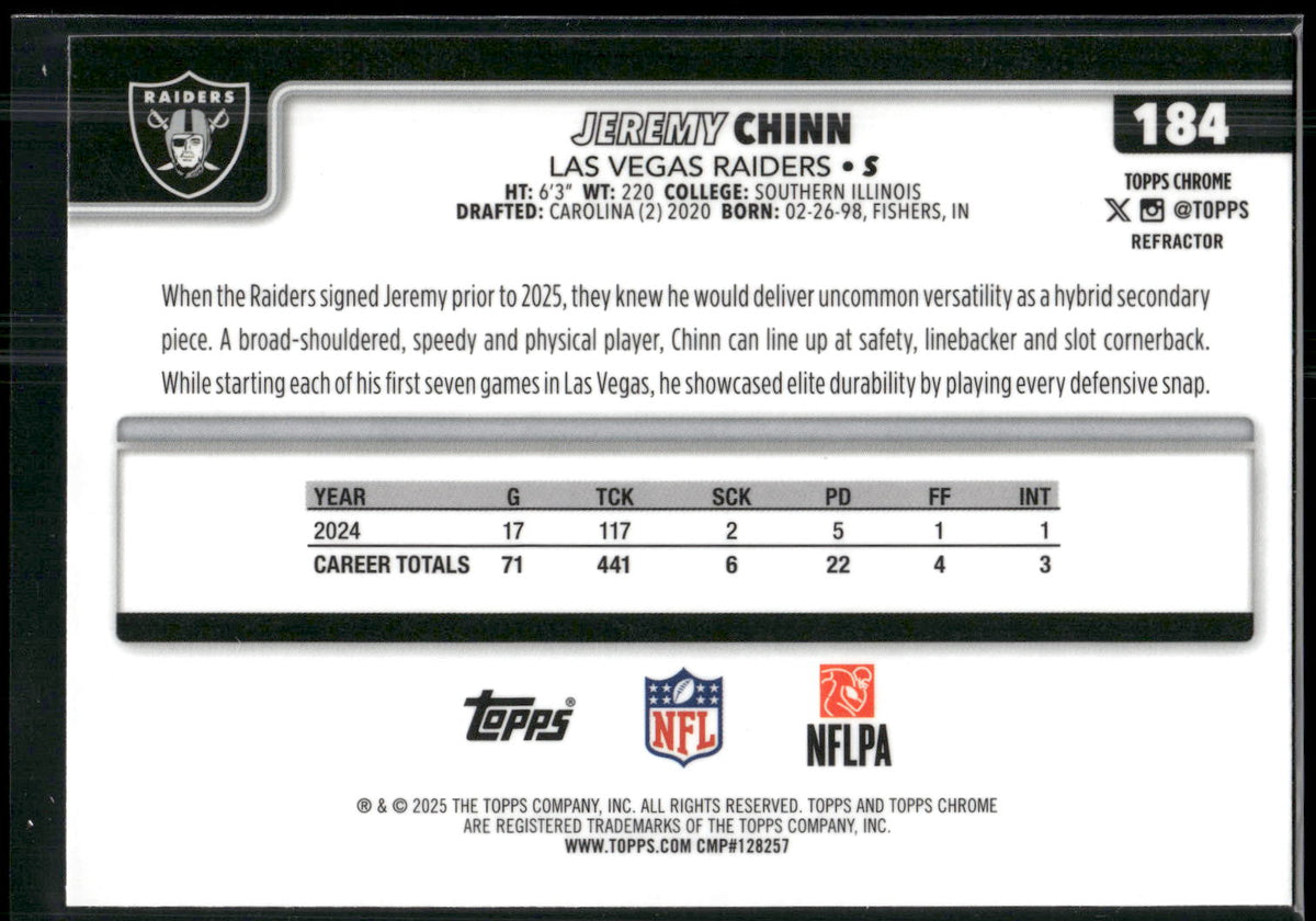 2025 Topps Chrome #184 Jeremy Chinn Refractor
