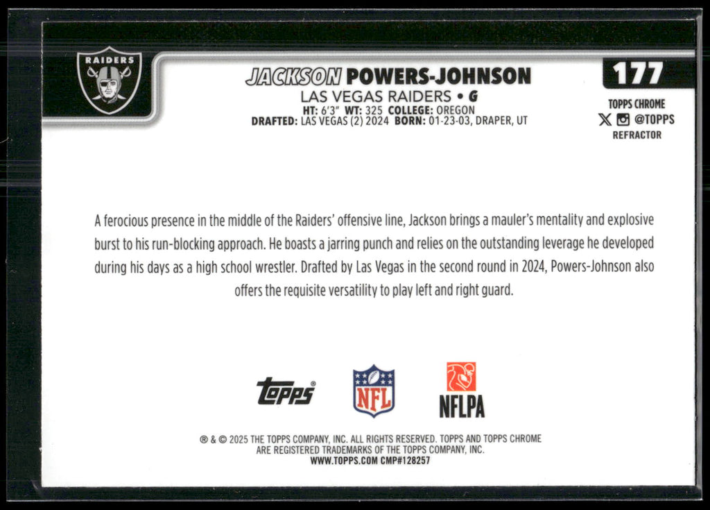 2025 Topps Chrome #177 Jackson Powers-Johnson Refractor