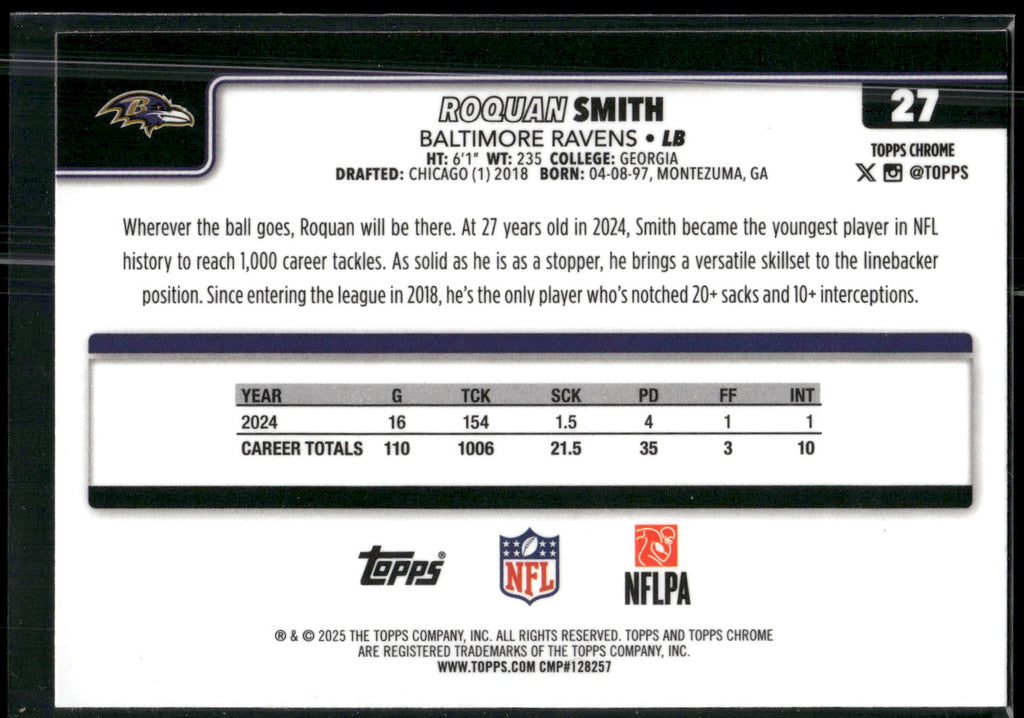 2025 Topps Chrome #27 Roquan Smith