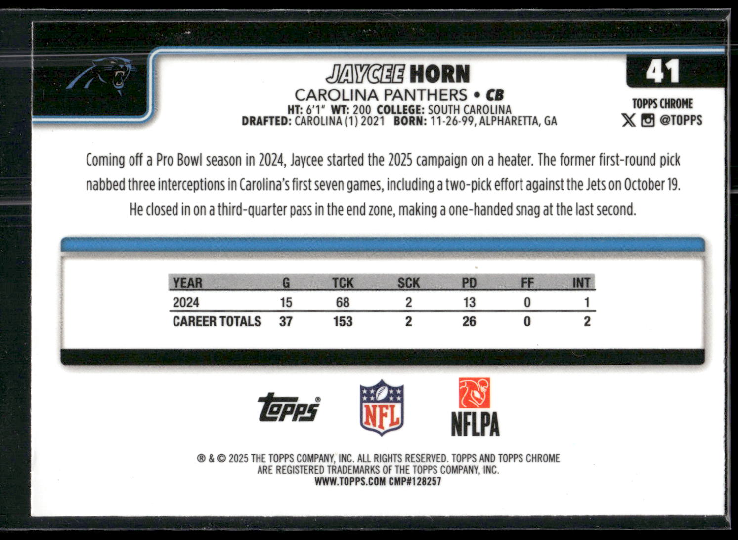 2025 Topps Chrome #41 Jaycee Horn