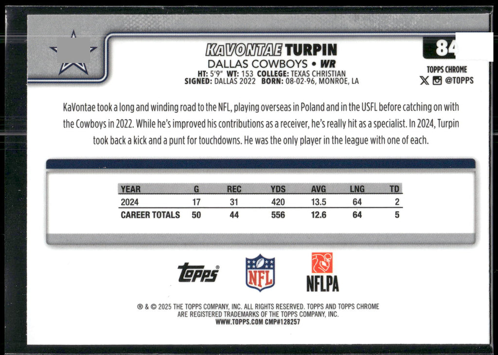 2025 Topps Chrome #84 KaVontae Turpin