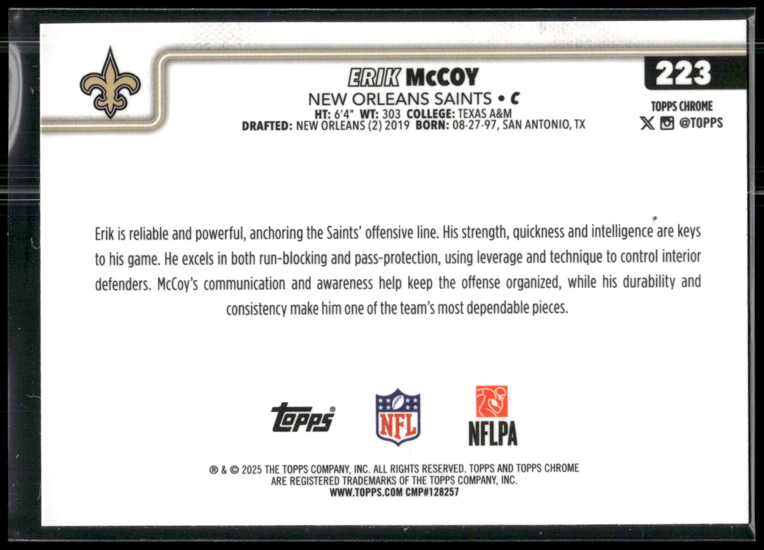 2025 Topps Chrome #223 Erik McCoy