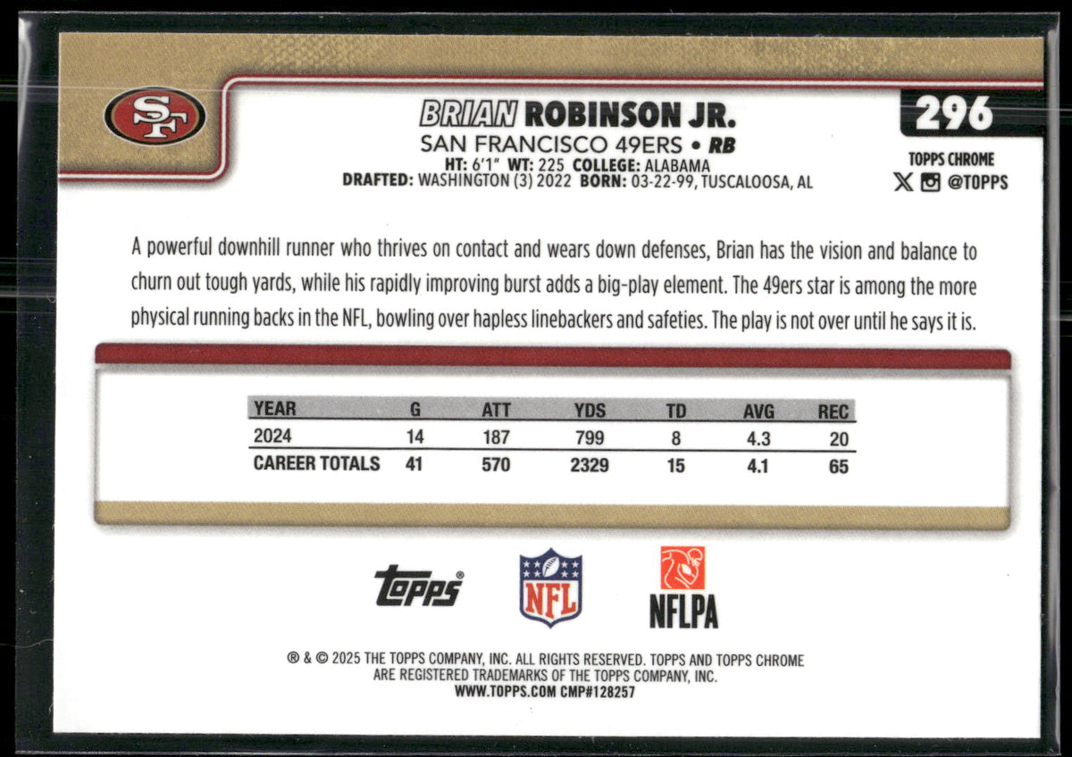 2025 Topps Chrome #296 Brian Robinson Jr.