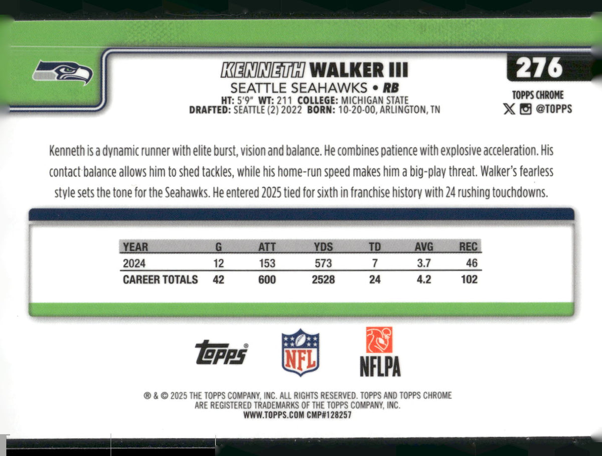 2025 Topps Chrome #276 Kenneth Walker III