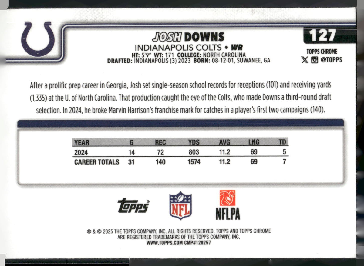 2025 Topps Chrome #127 Josh Downs