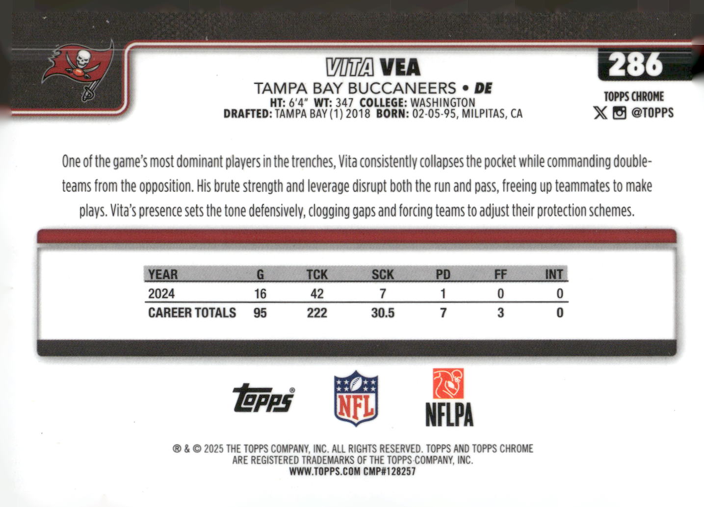 2025 Topps Chrome #286 Vita Vea