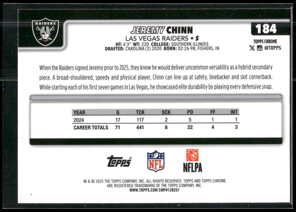 2025 Topps Chrome #184 Jeremy Chinn