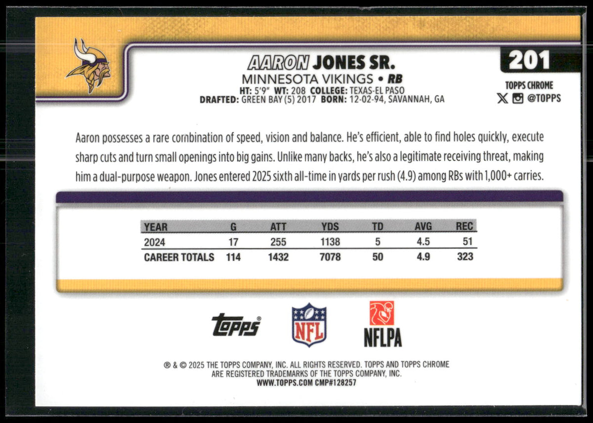 2025 Topps Chrome #201 Aaron Jones