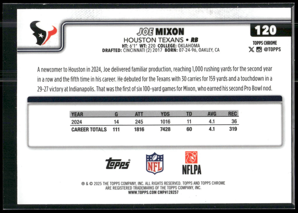 2025 Topps Chrome #120 Joe Mixon