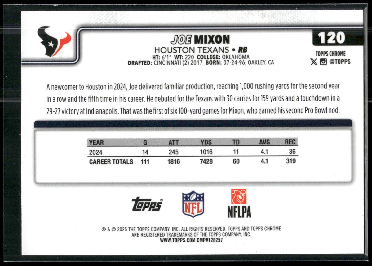 2025 Topps Chrome #120 Joe Mixon