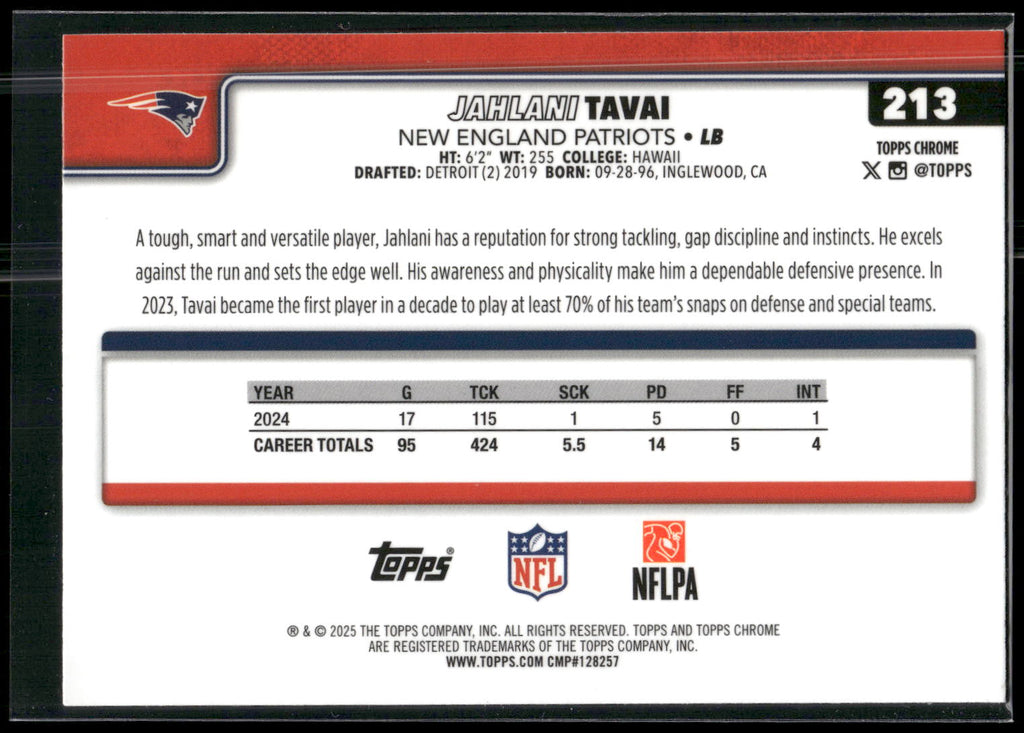 2025 Topps Chrome #213 Jahlani Tavai
