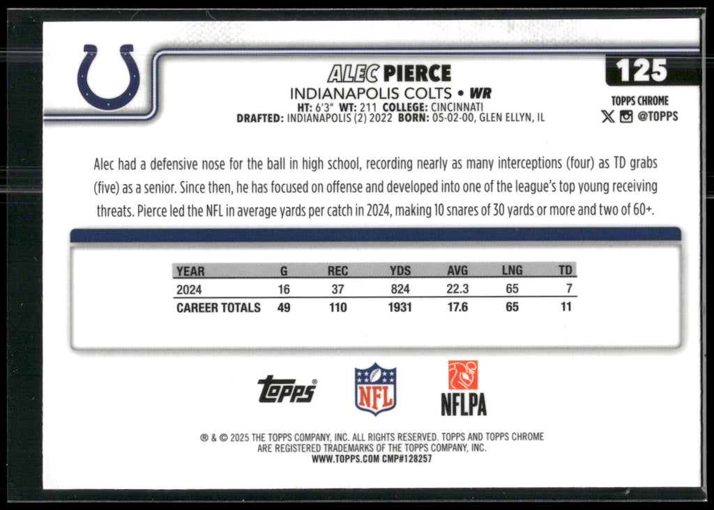 2025 Topps Chrome #125 Alec Pierce