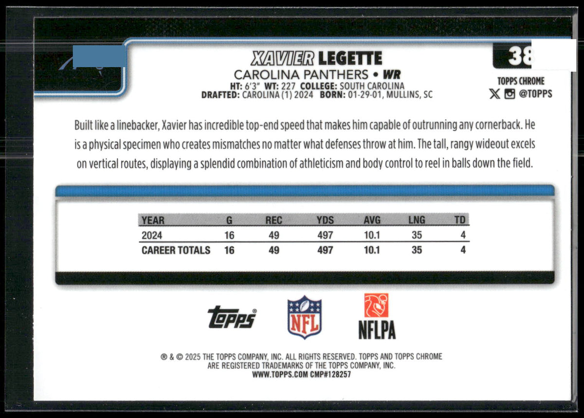 2025 Topps Chrome #38 Xavier Legette