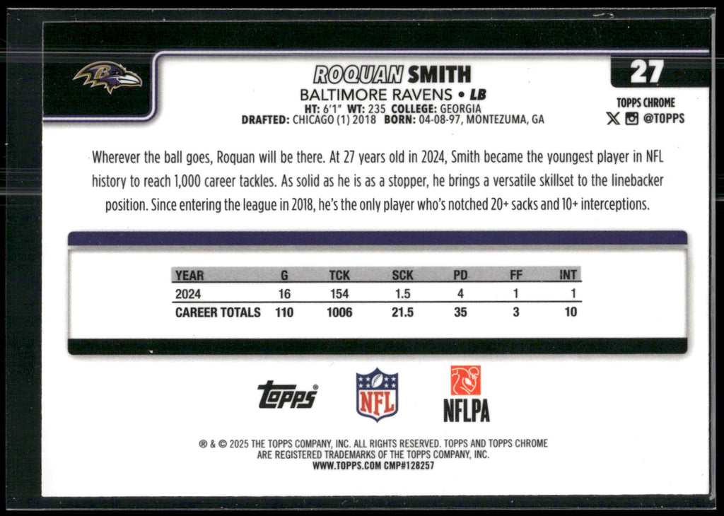 2025 Topps Chrome #27 Roquan Smith