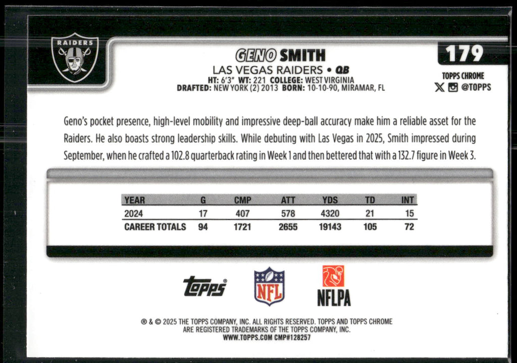 2025 Topps Chrome #179 Geno Smith