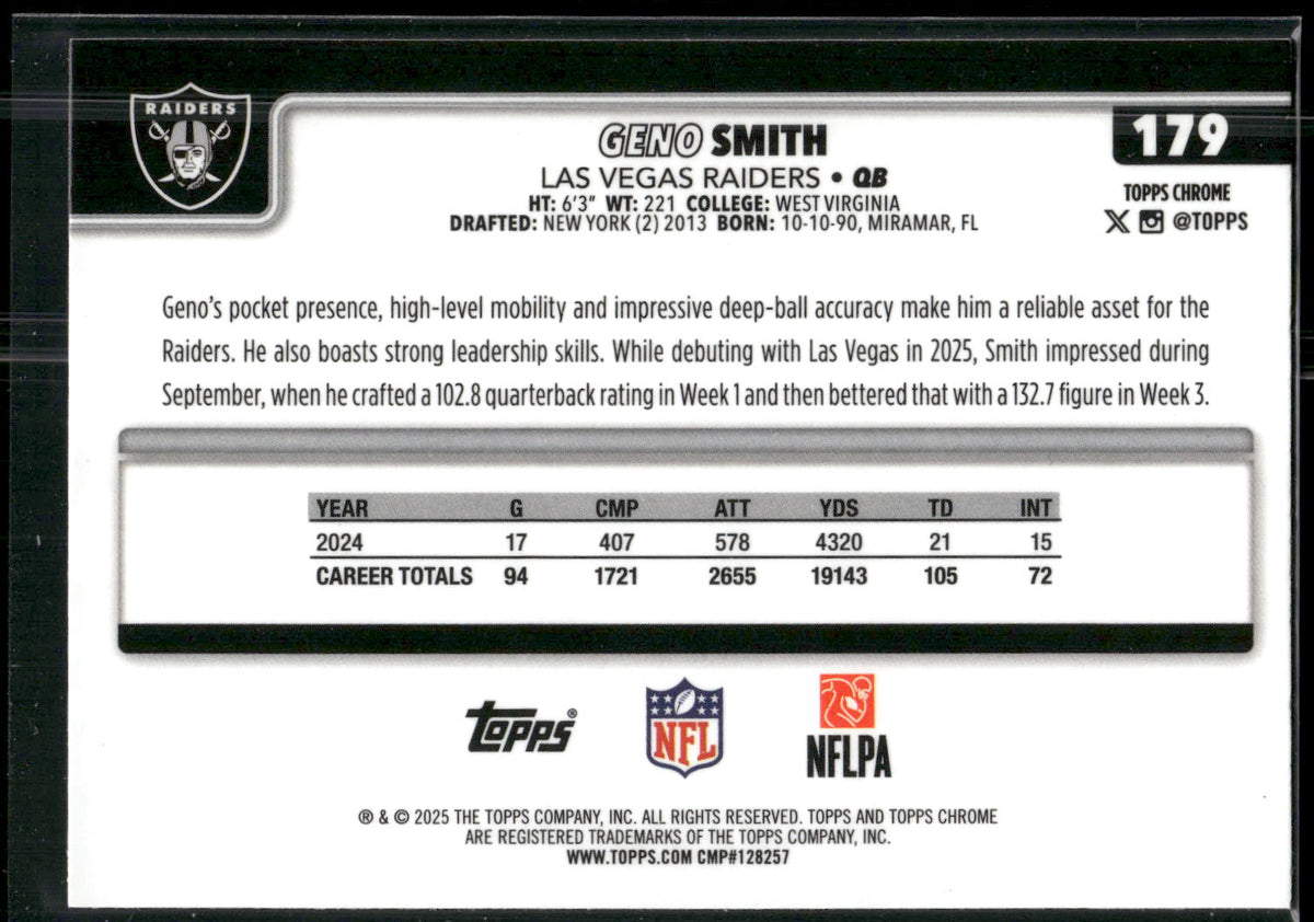 2025 Topps Chrome #179 Geno Smith