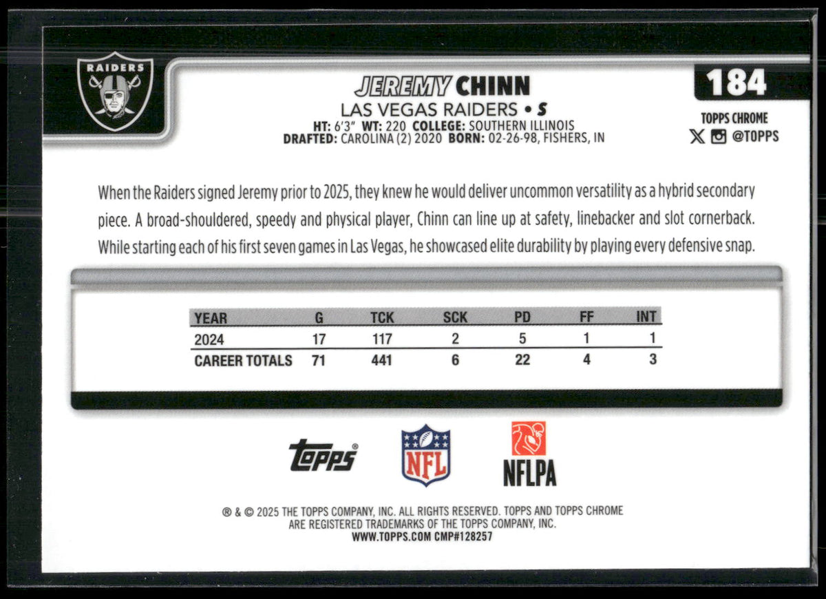 2025 Topps Chrome #184 Jeremy Chinn