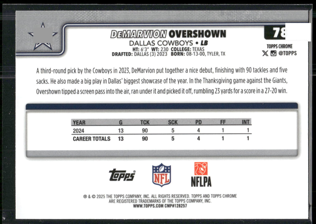 2025 Topps Chrome #78 DeMarvion Overshown