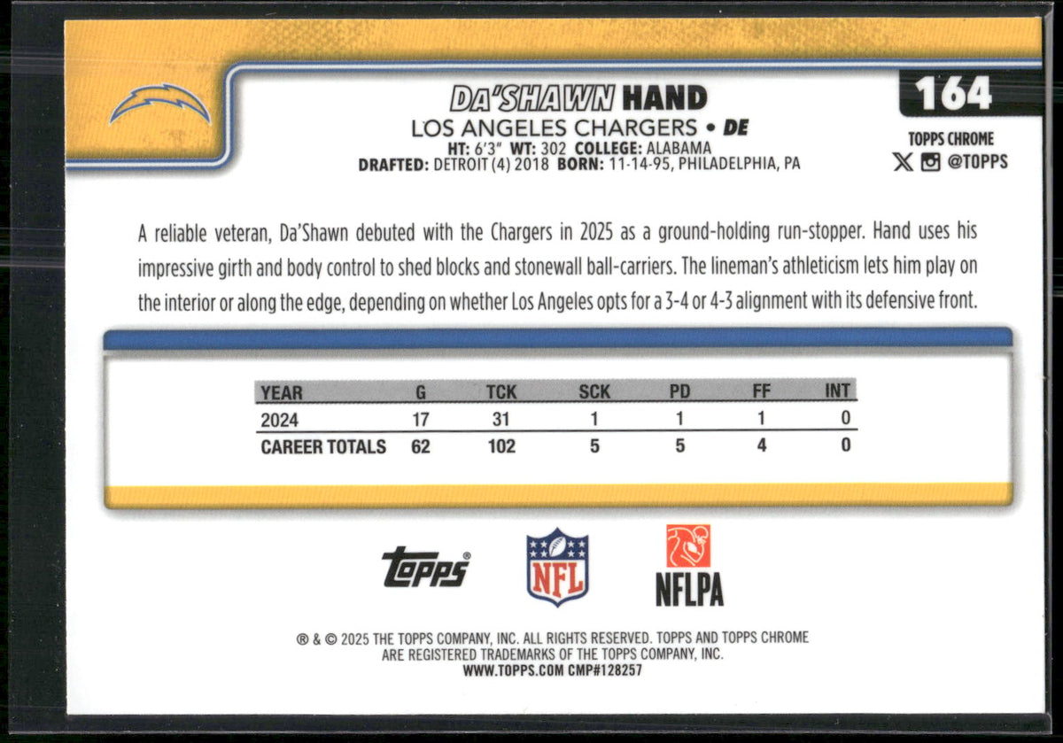 2025 Topps Chrome #164 Da'Shawn Hand