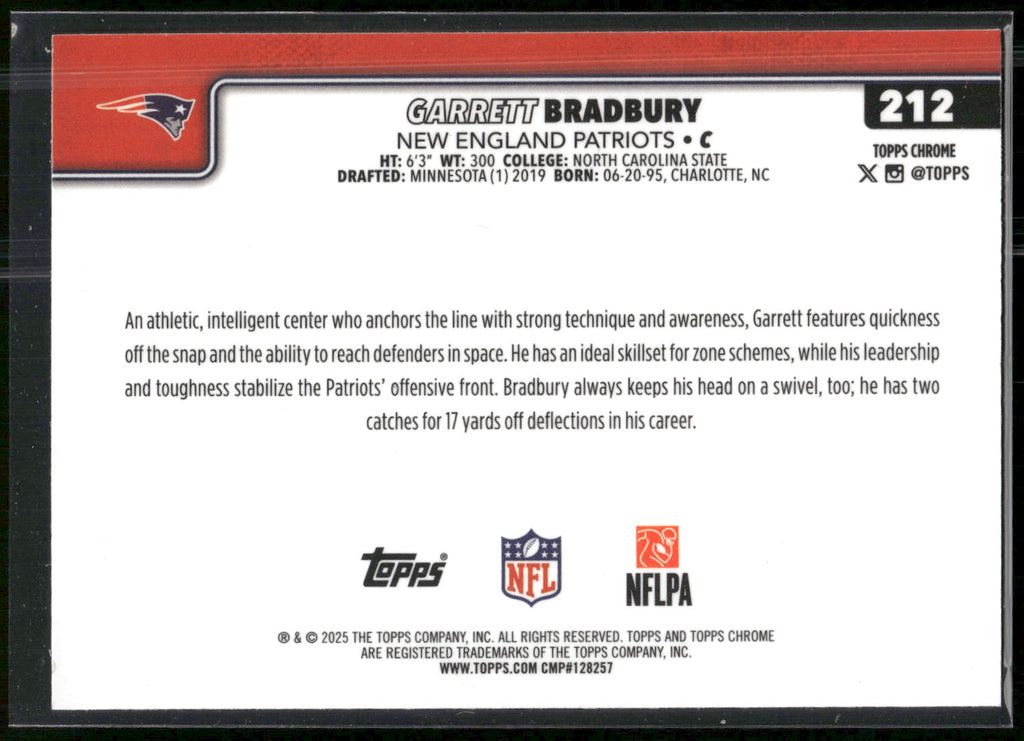 2025 Topps Chrome #212 Garrett Bradbury