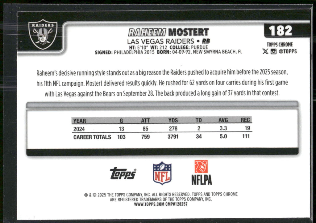 2025 Topps Chrome #182 Raheem Mostert