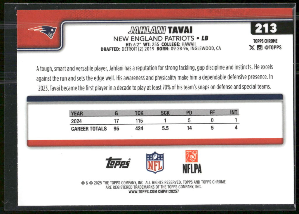 2025 Topps Chrome #213 Jahlani Tavai