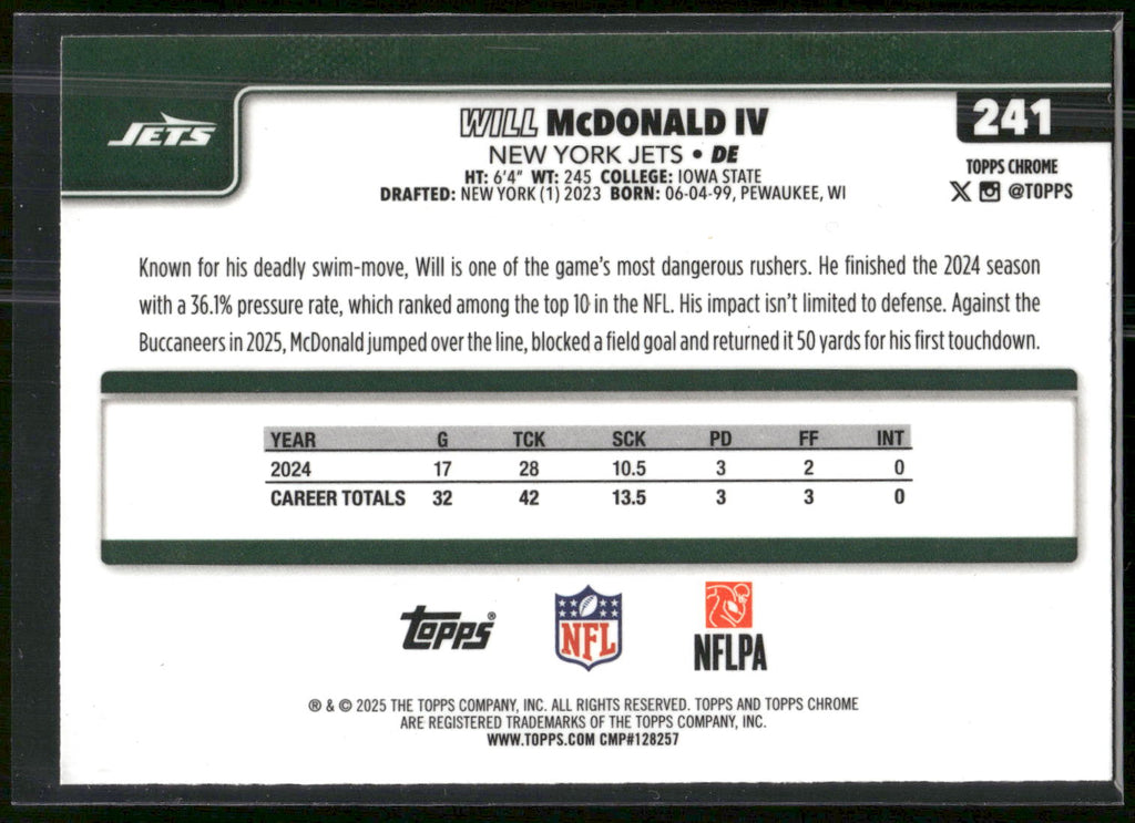2025 Topps Chrome #241 Will McDonald IV