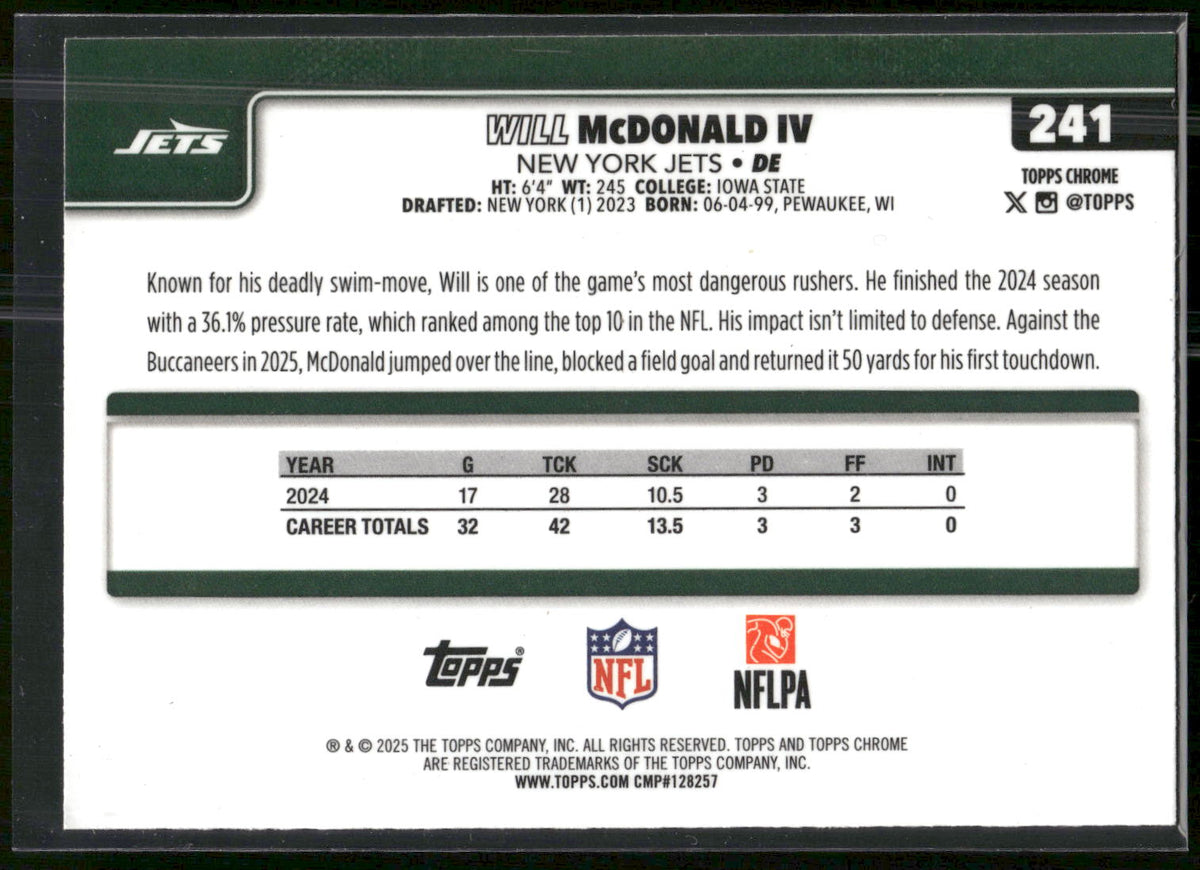 2025 Topps Chrome #241 Will McDonald IV