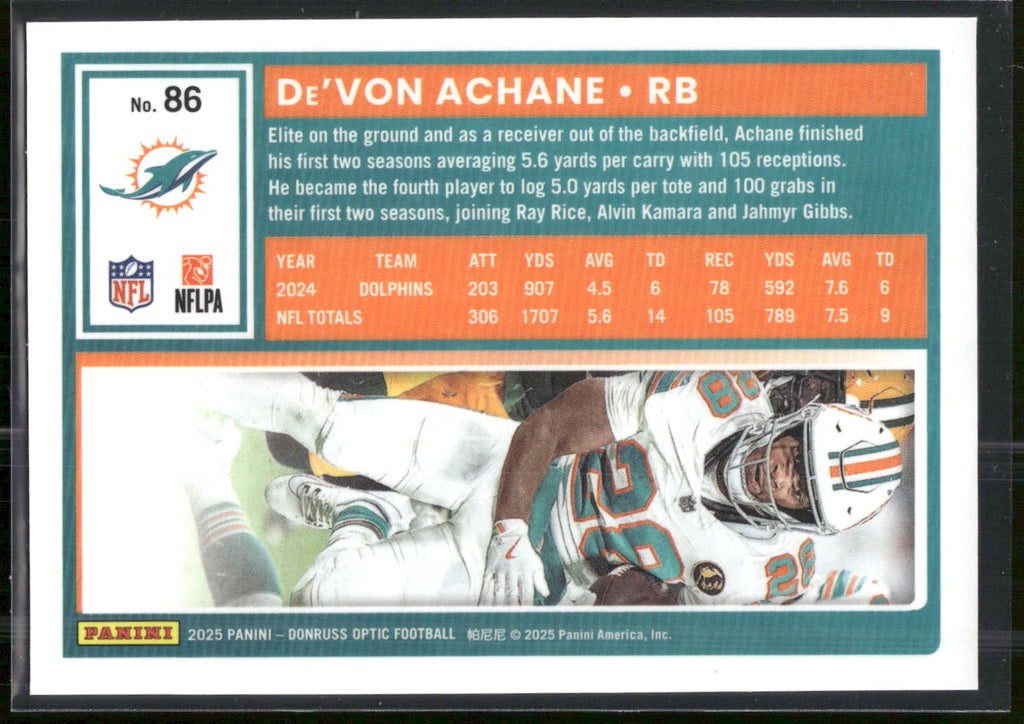2025 Donruss Optic #86 De'Von Achane