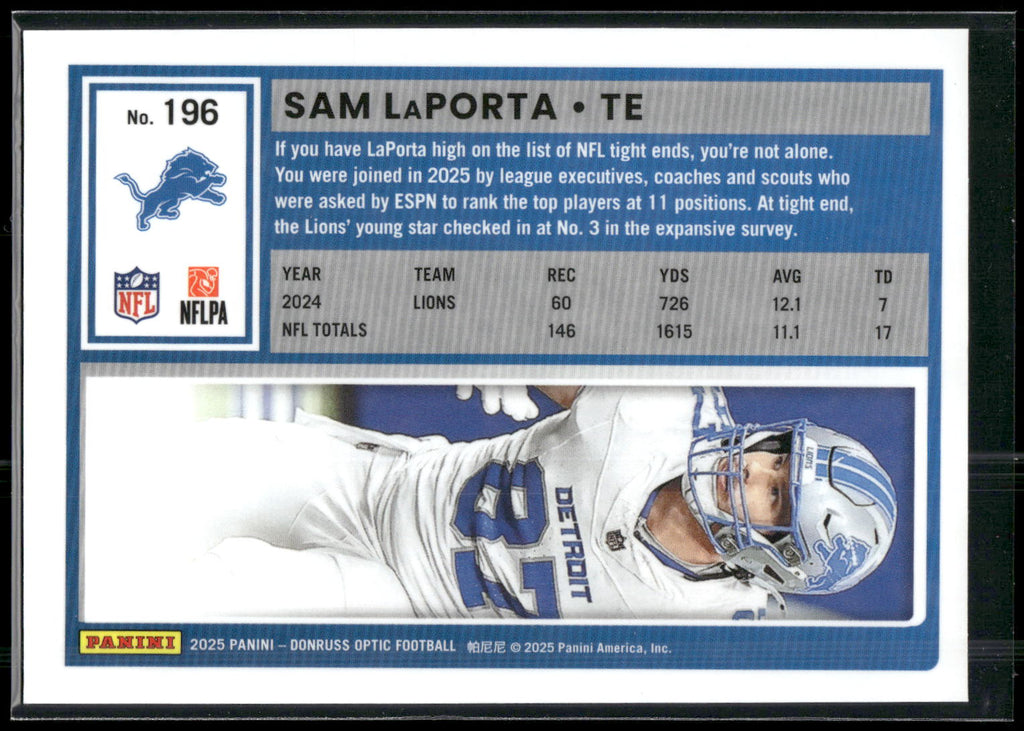 2025 Donruss Optic #196 Sam LaPorta
