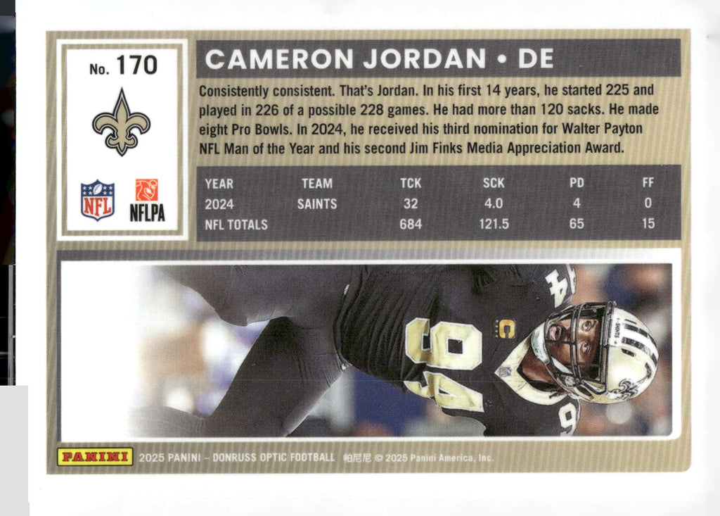2025 Donruss Optic #170 Cameron Jordan