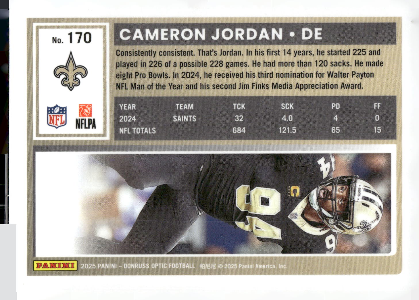 2025 Donruss Optic #170 Cameron Jordan