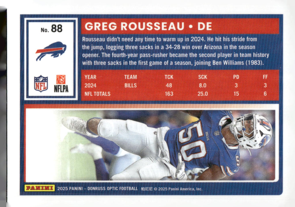 2025 Donruss Optic #88 Greg Rousseau