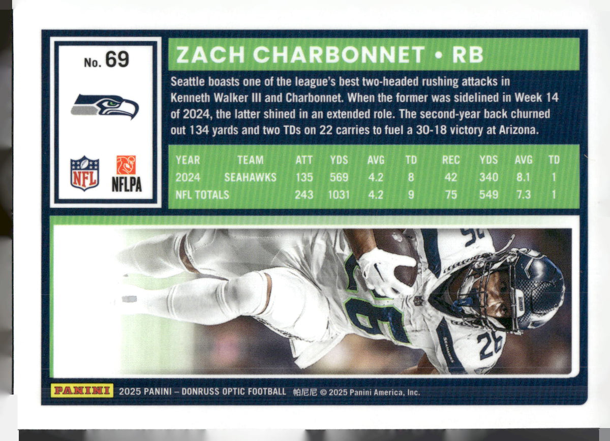 2025 Donruss Optic #69 Zach Charbonnet