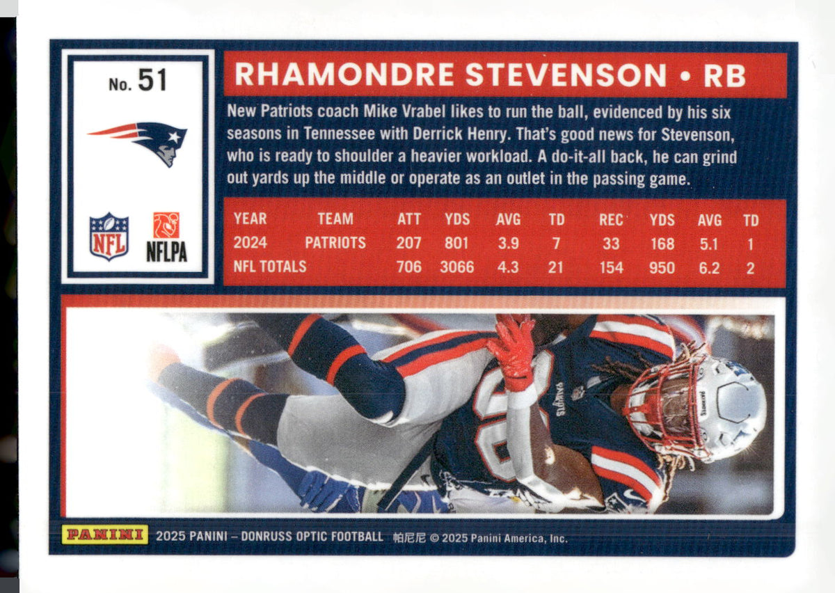 2025 Donruss Optic #51 Rhamondre Stevenson