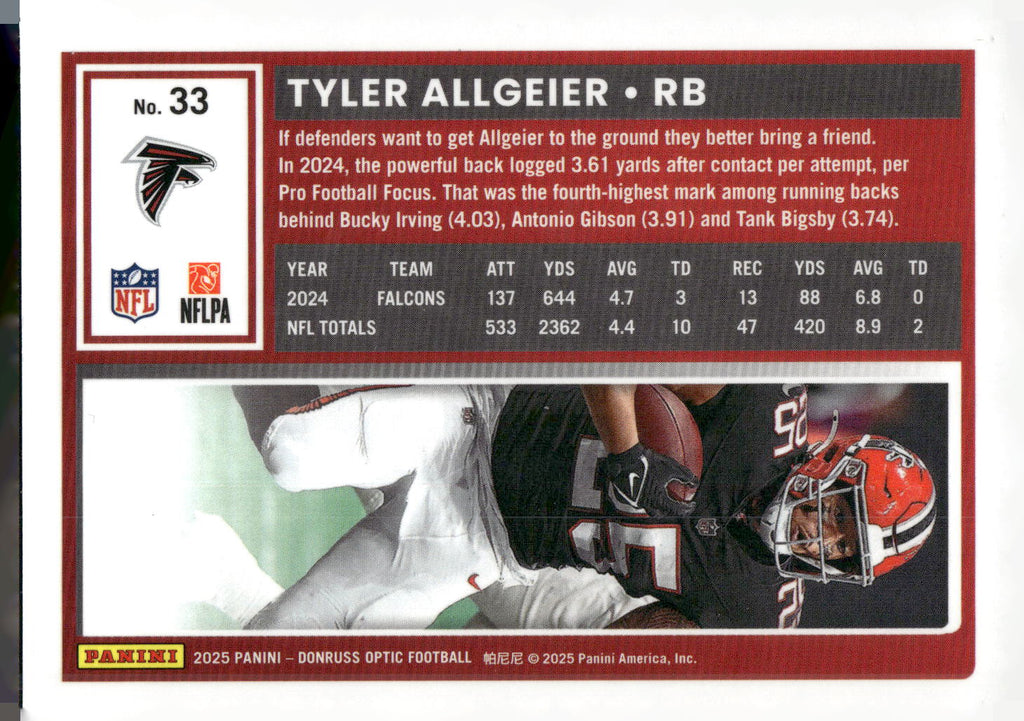 2025 Donruss Optic #33 Tyler Allgeier