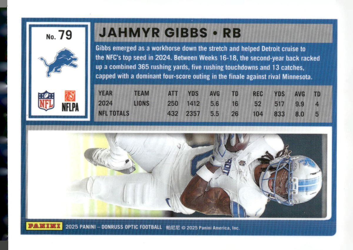 2025 Donruss Optic #79 Jahmyr Gibbs