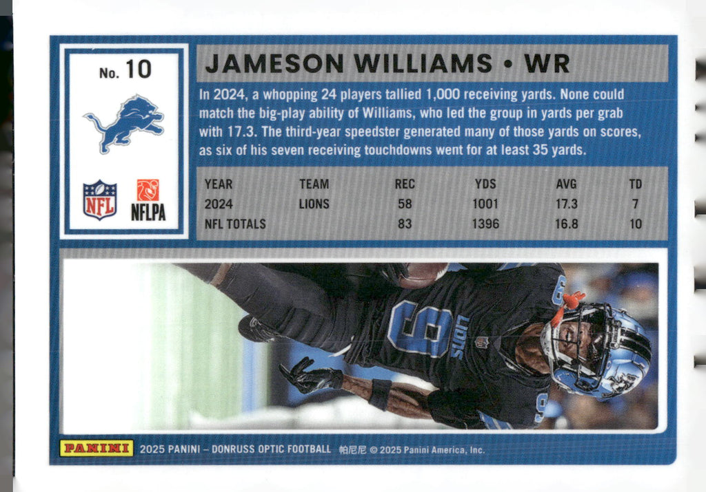 2025 Donruss Optic #10 Jameson Williams