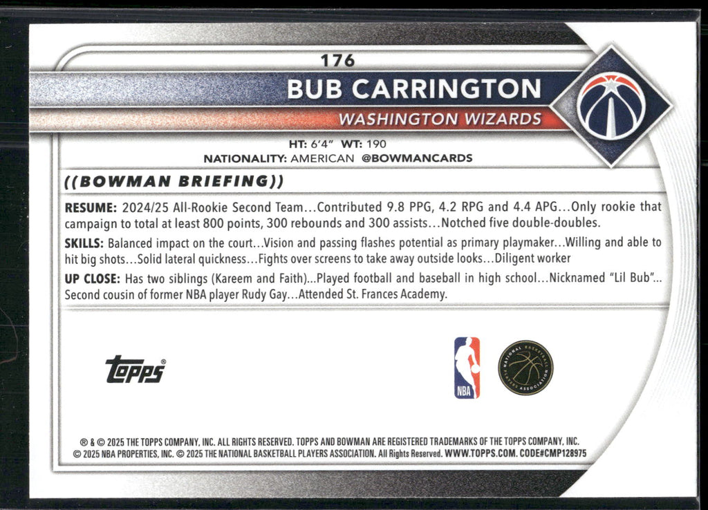 2025-26 Bowman #176 Bub Carrington