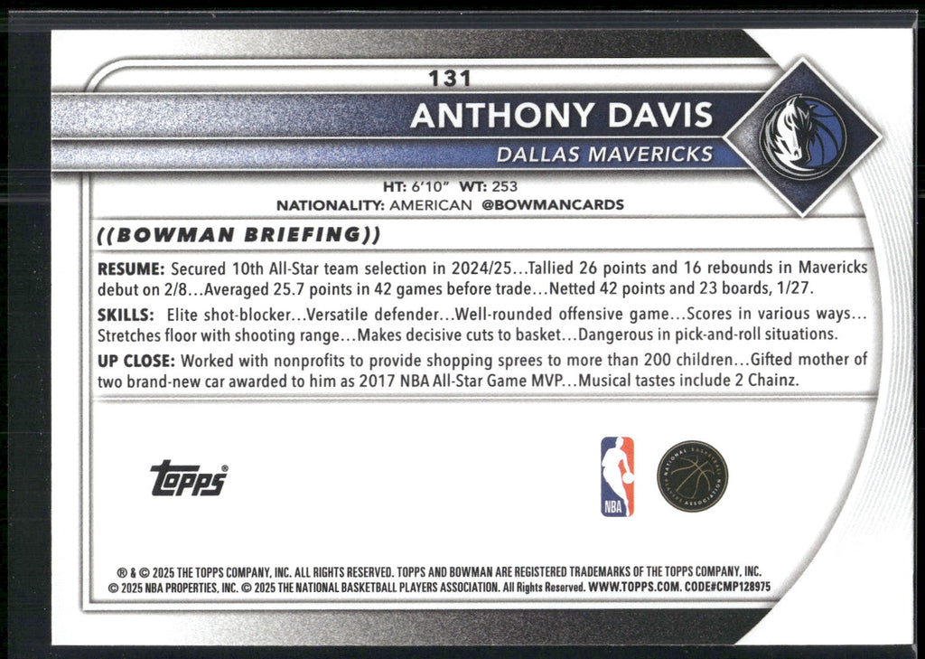 2025-26 Bowman #131 Anthony Davis