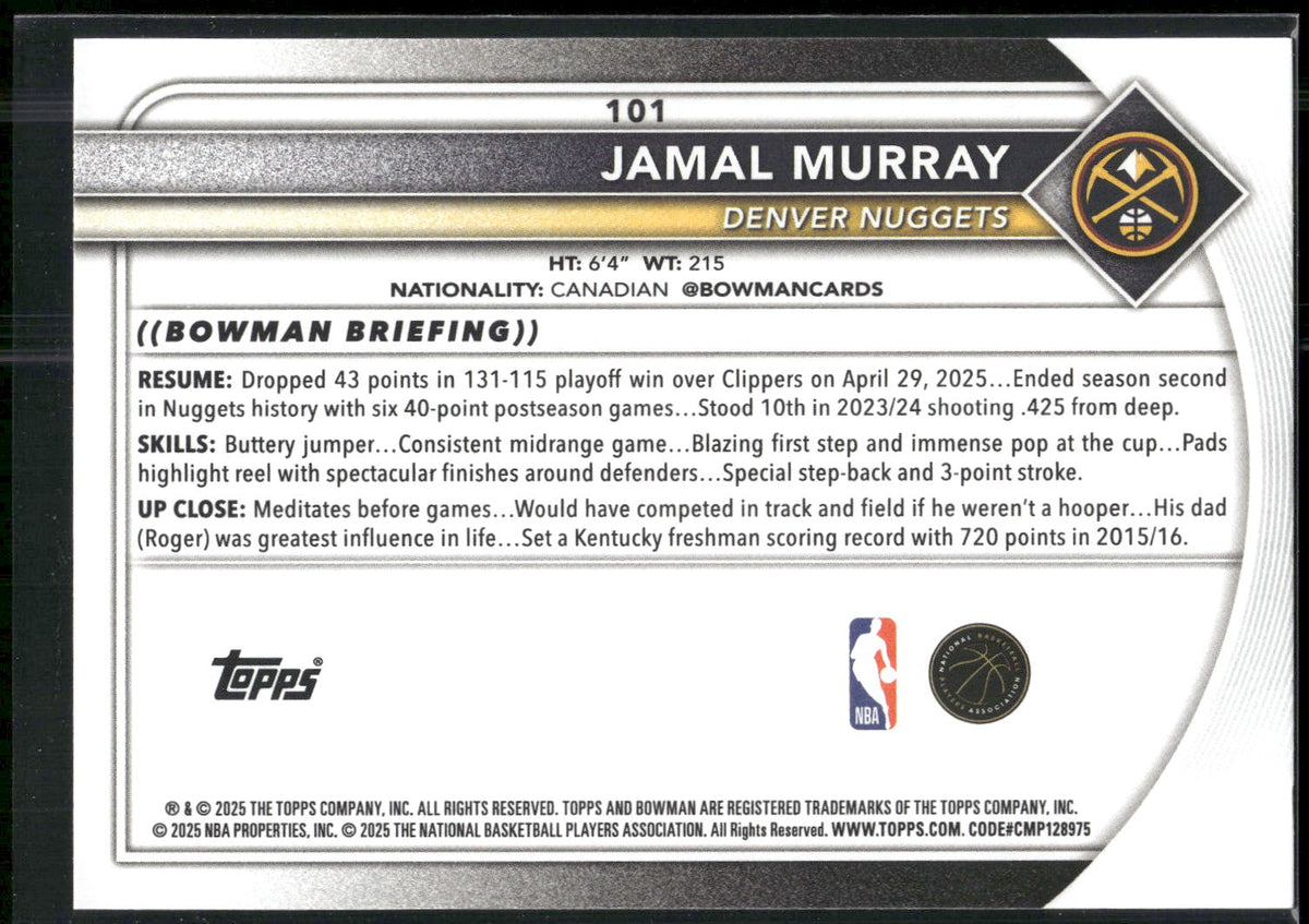 2025-26 Bowman #101 Jamal Murray