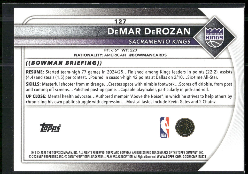 2025-26 Bowman #127 DeMar DeRozan
