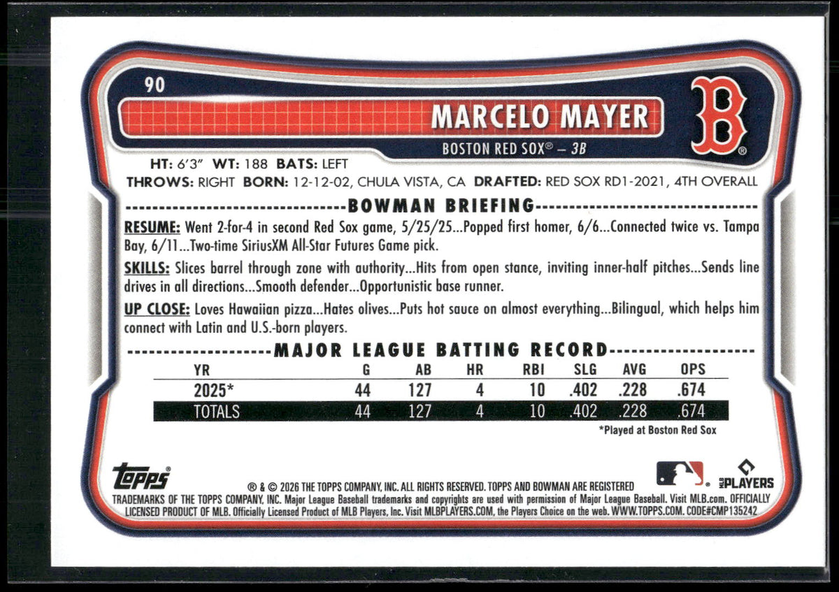 2026 Bowman #90 Marcelo Mayer