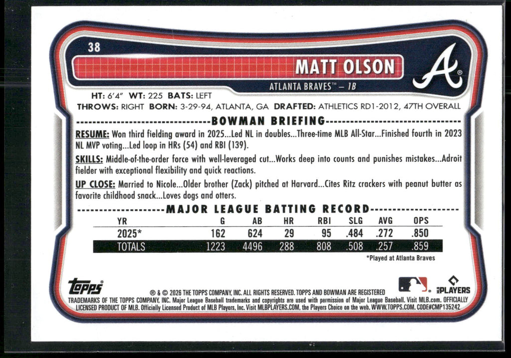 2026 Bowman #38 Matt Olson
